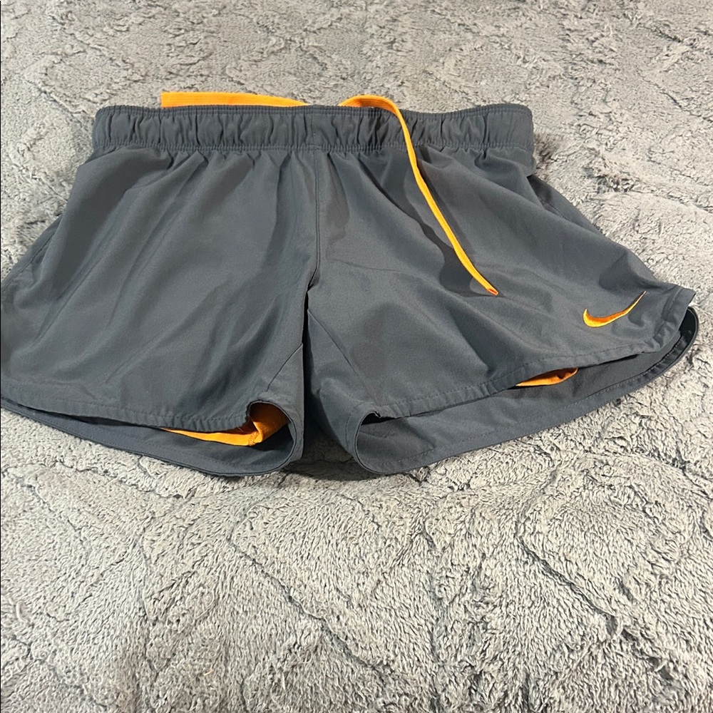Nike Dri-Fit Gray and Orange Shorts (Lined)